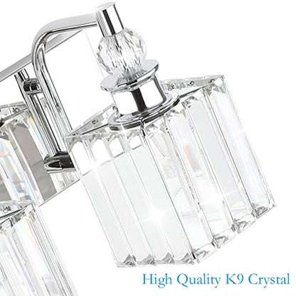 Ralbay Modern Crystal Bathroom Vanity Light 5 Light 40''Chrome Vanity Lighting Over Mirror Bathroom Wall Lighting Fixtures - color: Square-Chrome, size: 40 inch