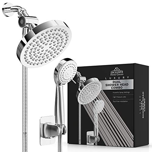Shower Head With Handheld Combo, 6 Inch High Pressure Rainfall Showerhead With Hand Held 70 Inch Hose for Bath - Adjustable Swivel Shower Head Spray Anti-leak Nozzles - Universal Fit - size: 2.5 GPM
