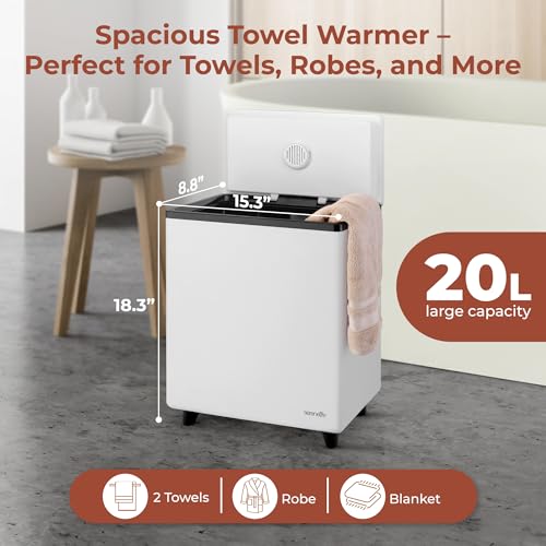 SereneLife WIFI Luxury Rectangle Towel Warmer - Spa & Bathroom Towel Heater with Custom Fragrance, Auto Shut-Off, Fits 2 large Towels, Blankets, Bathrobes, PJ's - Perfect Gift for Him & Her (Black) - color: Black