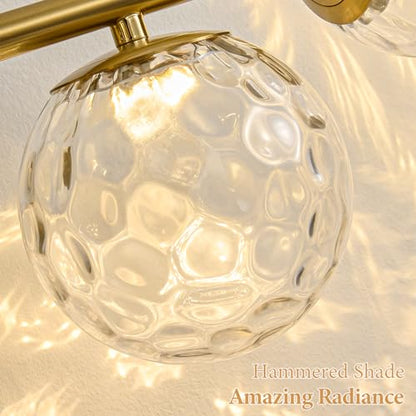 ALIYIQI LED Bathroom Vanity Light Fixtures,Brushed Gold Brass Bathroom Light Fixtures - color: Gold Hammered Glass, size: Integrated LED