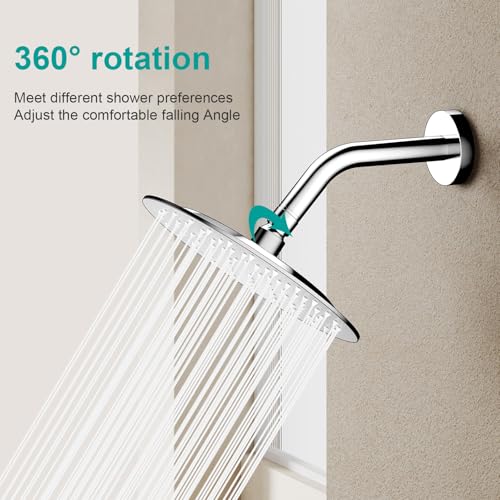 All Metal Rain Shower Head - Heavy Duty Stainless Steel, Easy Install, High Water Flow, Ultra-Thin Modern Design for Bathroom (Chrome, 8) - color: Chrome, size: 8