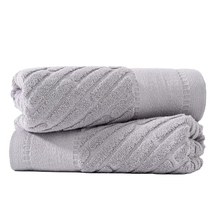 sense gnosis Diagonal Dash Pattern Grey Hand Towel Set of 2 Premium 100% Cotton Ultra Soft Highly Absorbent Hand Towel for Bathroom 13 X 29 Inch - color: Grey