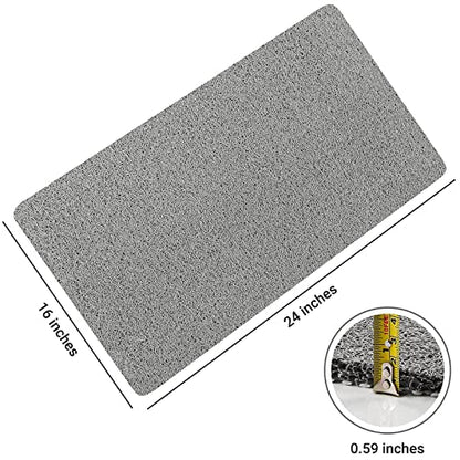 LuxStep Shower Mat Bathtub Mat,24x16 inch, Non-Slip Bath Mat with Drain, Quick Drying PVC Loofah Bathmat for Tub,Shower,Bathroom (Phthalate Free,Grey) | 24x16 inch PVC Loofah Bathmat for Tub,Shower,Bathroom (Phthalate Free,Grey) - color: Stylish Grey, siz