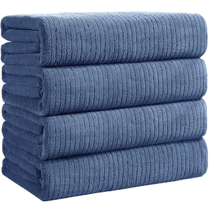 Bath Towels Set of 4 Extra Large 35 x 70 Inches,Luxury Thick High Absorbent and Quick Dry Bath Sheet,Ultra Soft Microfiber,Bathroom,Beach,Yoga,Sport,SPA,Fitness (Electric Blue) - color: Electric Blue, style: 4 Piece Bath Towels