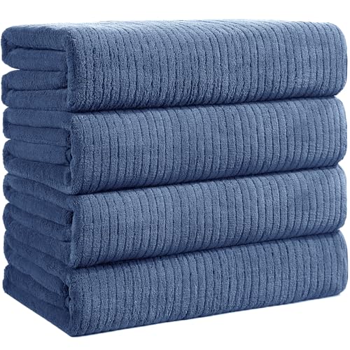 Bath Towels Set of 4 Extra Large 35 x 70 Inches,Luxury Thick High Absorbent and Quick Dry Bath Sheet,Ultra Soft Microfiber,Bathroom,Beach,Yoga,Sport,SPA,Fitness (Electric Blue) - color: Electric Blue, style: 4 Piece Bath Towels