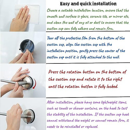 DGYB Adjustable Suction Cup Towel Bar for Bathroom 14 Inch ~ 27 Inch Set of 2 Brushed Nickel Towel Rack Stainless Steel Bath Towel Holder for Glass Shower Door - color: 14"~27" Towel Bar - 2pcs/Brushed Nickel