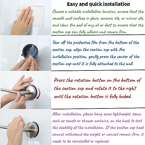 DGYB Suction Cup Towel Bar for Bathroom 17 Inch Brushed Nickel Towel Holder Stainless Steel Premium Kitchen Towel Rack Wall Mounted - color: 17in Silver Brushed Nickel