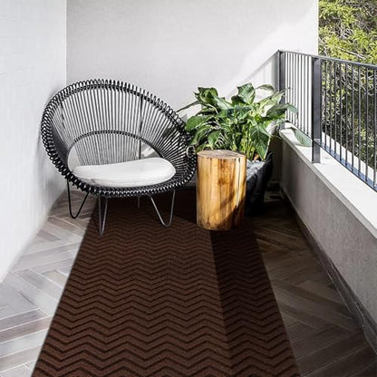 Runner Rug Non-Slip Indoor/Outdoor, 1FT x 5FT Rubber Back Carpet Mat for Hallway Stairs Kitchen Entryway Laundry Bathroom Office, Low Profile Anti-Skid Durable Floor, Brown