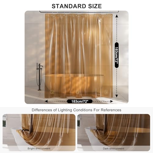 AmazerBath Shower Curtain Liner, EVA Clear Orange-Brown Heavy Duty Shower Curtain and Liner 2-in-1, 72x72 Luxury Plastic Weighted Bathroom Shower Liner, 12 Rustproof Grommets & 3 Heavyweight Stones - color: Rainbow Sunset, size: 72"W x 72"L (Pack of 1)