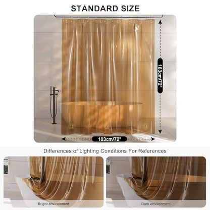 AmazerBath Shower Curtain Liner, EVA Clear Orange-Brown Heavy Duty Shower Curtain and Liner 2-in-1, 72x72 Luxury Plastic Weighted Bathroom Shower Liner, 12 Rustproof Grommets & 3 Heavyweight Stones - color: Rainbow Sunset, size: 72"W x 72"L (Pack of 1)