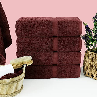 Chakir Turkish Linens | Hotel & Spa Quality 100% Cotton Premium Turkish Towels | Soft & Absorbent (4-Piece Bath Towels, Cranberry) - color: Cranberry