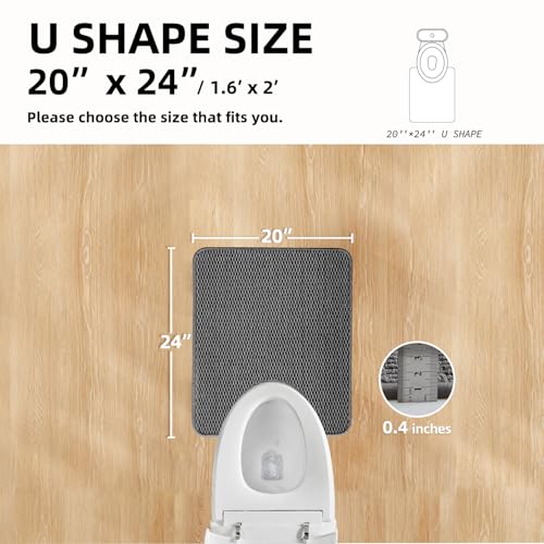 TYUU Toilet Rug, Thin Toilet Rugs U Shaped Washable Non Slip Absorbent Quick Dry Low Pile Toilet Mat, Dark Grey 20"x24" U Shape - color: Dark Grey, size: 1'8" X 2' (U-Shape)