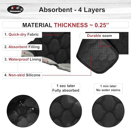 Bathroom Sink Splash Guard Oval-Hole Rectangle-Hole: AHA HOMEWARE, Faucet Mat for Bathroom Sink Oval Base, Bathroom Sink Water Splash Guard Centerset Rectangle Base (Black & Black) - color: Black & Black