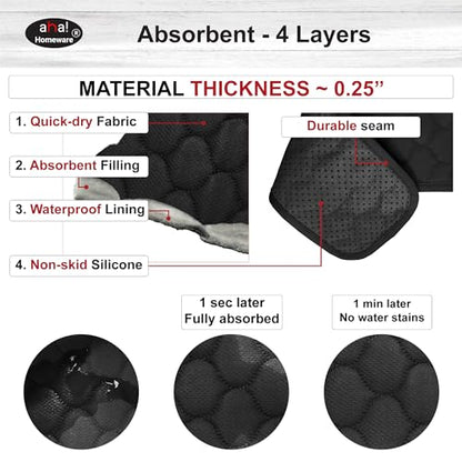 Bathroom Sink Splash Guard Oval-Hole Rectangle-Hole: AHA HOMEWARE, Faucet Mat for Bathroom Sink Oval Base, Bathroom Sink Water Splash Guard Centerset Rectangle Base (Black & Black) - color: Black & Black