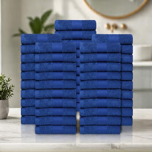 100% Cotton Washcloths 12x12 Inches, 600 GSM, Soft & Absorbent, Durable, Set of 50, Navy Blue - color: Navy, size: Washcloth Set of 50