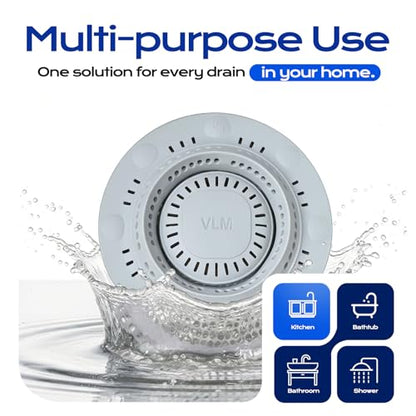 VLM 2 Pack Shower Hair Drain Catcher, Collapsible Silicone Hair Catcher Shower Drain with 8 Suction Cups - Drain Hair Catcher for Bathtub, Shower, Laundry, Sink,with Large Size - color: Grey Collapsible Style