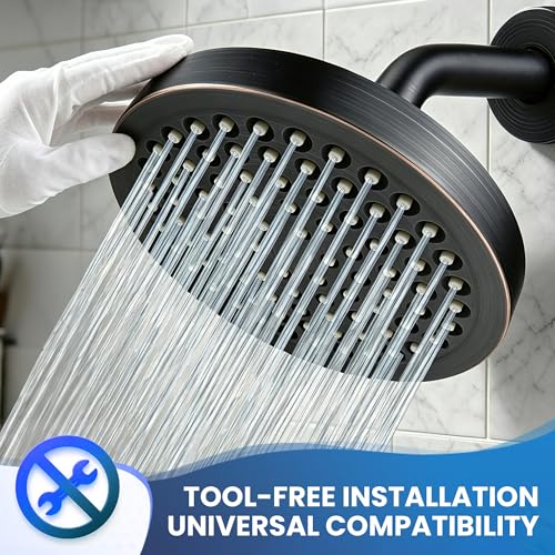 ORB 6 Inch Shower Head Arm with Flange and Teflon Tape, Stainless Steel Angled Shower Extension Arm for Top Shower Head & Handheld Shower Head, Oil Rubbed Bronze - color: Oil Rubbed Bronze