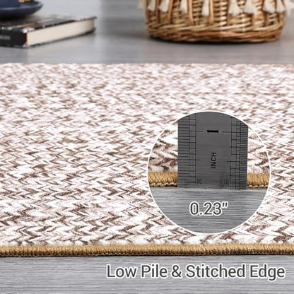 Printed Washable Runner Rug 2x6 2'x6' Beige/Grey - color: Beige/Grey, size: 2' x 6' (Runner)