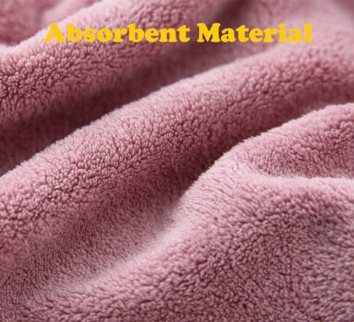 M-bestl 2 Pack Microfiber Hair Towel Wrap to Dry Hair Quickly | Lightweight,Absorbent &Anti-frizz Hair Drying Towel with Button Design for Curly or Straight(Bean Pink) - color: Bean Pink