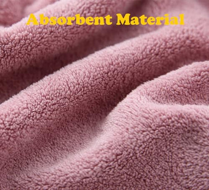 M-bestl 2 Pack Microfiber Hair Towel Wrap to Dry Hair Quickly | Lightweight,Absorbent &Anti-frizz Hair Drying Towel with Button Design for Curly or Straight(Bean Pink) - color: Bean Pink