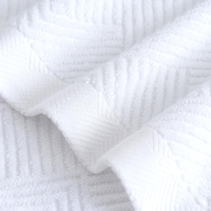sense gnosis White Hand Towel Set of 2 Terry Striped Weave Pattern Ultra Absorbent Super Soft 100% Cotton Hand Towel for Bathroom 13 X 29 Inch - color: White