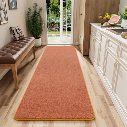 AROGAN 2x6 Runner Rug for Hallway, Long Runner Rugs Non Slip, Orange | Soft Washable Memory Foam Carpet for Bedroom, Non Slip Backing Runners Rug for Hallways, Kitchen, Bathroom, Entryway Home - color: Orange, size: 2' x 6' (Runner)