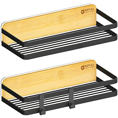 ROYAL CRAFT WOOD Shower Caddy Shelf Organizer - color: Black, size: 2-Pack