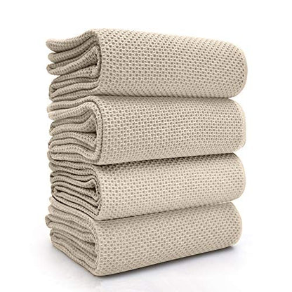 BALCONY & FALCON Waffle Weave Dish Towel Kitchen Towel Hand Dish Rags for Household Cooking Cleaning Kerchief,13x28inches,Set of 4 Beige - color: Beige, size: 13in x 28in set of 4