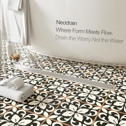 Neodrain 32" Linear Shower Drain, Brushed 304 SS Bathroom Linear Drain,cUPC | Brushed Nickel Shower Drain with Quadrato Grate& Adjustable Feet, Long Rectangle Shower Floor Drain in Bathroom, Balcony etc - color: Brushed Nickel, size: 32 In