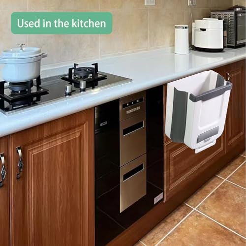 Foldable Trash can containing 20 Garbage Bags, Foldable Kitchen and Bathroom Garbage Bins, Suitable for Cars, Camping, Offices, bedrooms, Easy to Carry, White