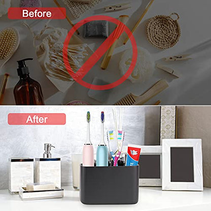 Toothbrush Holder Bathroom Toothbrush Toothpaste Organizer Tooth Brush Holder Makeup Brushes Holder Resin (Black) - color: Black