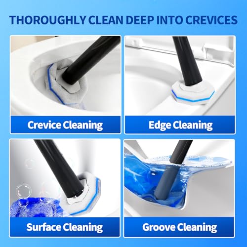 Disposable Toilet Bowl Brush with 36 Count Refills, Toilet Cleaning Stick,Toilet Bowl Cleaner Holder and Set, Toilet Cleaning System Starter Kit - style: Toilet brush+36 refills