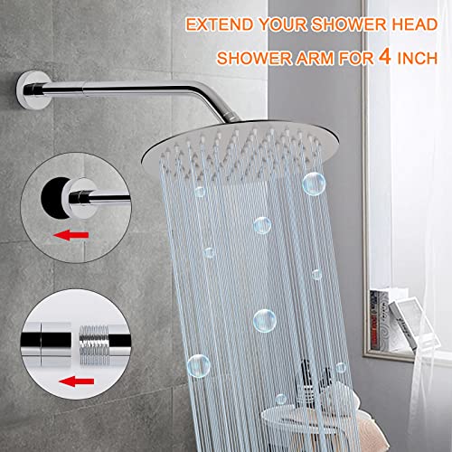Shower Head Extension Arm, Shower Extender Water Outlet- Lowers Existing, Shower Pipe Extension for Bathroom, Made of Solid Metal Stainless Steel(4 Inch, Chrome Finish) - color: Chrome Finish, style: 4 Inch