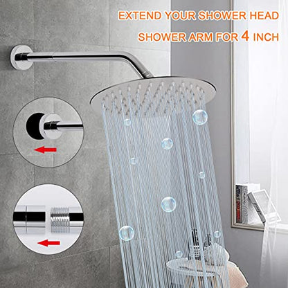 Shower Head Extension Arm, Shower Extender Water Outlet- Lowers Existing, Shower Pipe Extension for Bathroom, Made of Solid Metal Stainless Steel(4 Inch, Chrome Finish) - color: Chrome Finish, style: 4 Inch