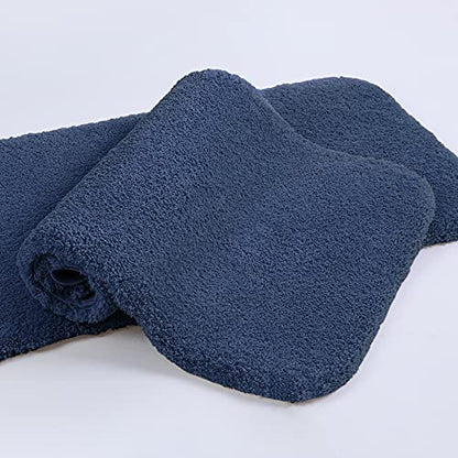 VANZAVANZU Bathroom Rug Set - 2 Piece Non Slip Extra Soft Absorbent Bath Mats, Microfiber Shaggy Thick, Machine Washable (20"x32" Plus 20"x32", Navy Blue) - color: Navy Blue, size: 20"x32" Plus 20"x32"
