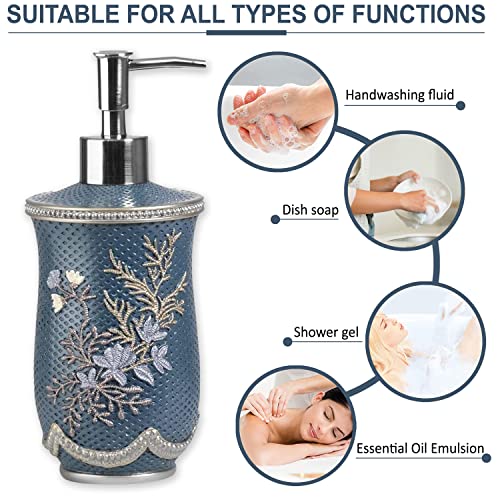 Zahari Home 4pc Capri Bathroom Accessories Sets Modern Classic Soap Dispenser, Tumbler, Tooth Brush Holder and Soap Dish Holder Unique Design Royal Blue Bathroom Set - color: Capri, style: 4 Piece Set