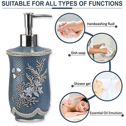 Zahari Home 4pc Capri Bathroom Accessories Sets Modern Classic Soap Dispenser, Tumbler, Tooth Brush Holder and Soap Dish Holder Unique Design Royal Blue Bathroom Set - color: Capri, style: 4 Piece Set