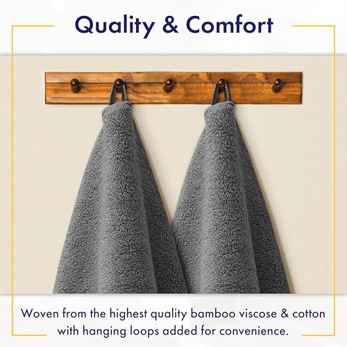 Alusa Home Ultra Soft & Plush Viscose from Bamboo Bath Sheets - 700 GSM Pack of 2 - Extra Large 70x35 in - Super Absorbent & Quick Drying (Granite Grey) - color: Granite Grey, size: 2pc Bath Sheets