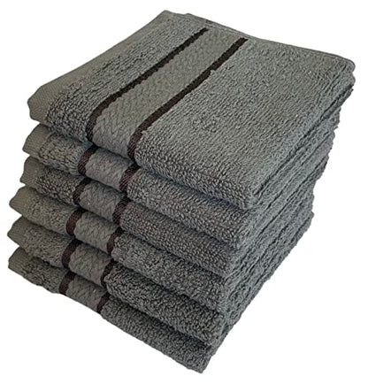 Washcloths Set of 6, 100% Ring Spun Cotton Zero Twist Wash Cloths for Body and Facewash Design to exfoliate Your Hands, Soft and Absorbent Machine Washable, 12 x 12 Inch. - color: Grey