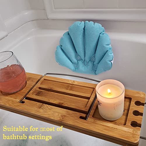 Inflatable Bath Pillow with Suction Cup Pack of 2 – Terry Cloth Covered for Extra Comfort