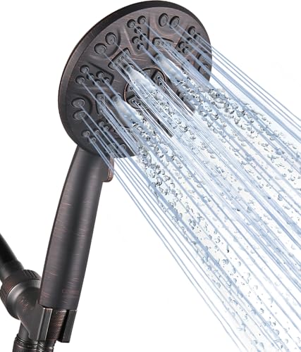 Cobbe 8-Setting Handheld Shower Head, Water-Saving Design, ORB | Trickle Pause Mode, 5ft Stainless Steel Hose, Brass Swivel Bracket, Tool-Free Installation - color: Oil Rubbed Bronze