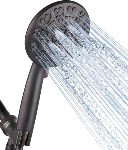 Cobbe 8-Setting Handheld Shower Head, Water-Saving Design, ORB | Trickle Pause Mode, 5ft Stainless Steel Hose, Brass Swivel Bracket, Tool-Free Installation - color: Oil Rubbed Bronze