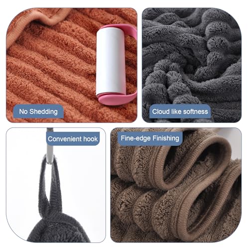 ZVH Hand Towels for Bathroom 6pcs 14X29.5inch,Quick Dry Microfiber,Super Soft,Hand Towels with Hanging Loops for Spa,Kitchen,Hotel (Brick red, Set of 6) - color: Brick Red