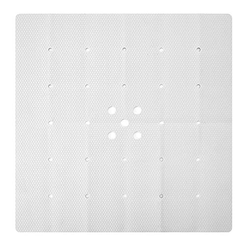 Webos Shower Mat for Textured Surface：Silicone Non Slip Shower Mat Without Suction Cups Foldable - Square Bath Mat for Reglazed Tub Textured Shower Floor (White, 21x21) - color: White
