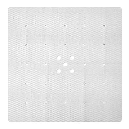 Webos Shower Mat for Textured Surface：Silicone Non Slip Shower Mat Without Suction Cups Foldable - Square Bath Mat for Reglazed Tub Textured Shower Floor (White, 21x21) - color: White