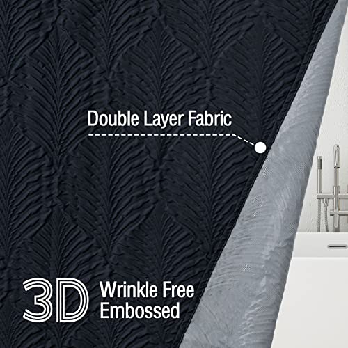 Navy Blue Shower Curtain for Bathroom, 3D Embossed Textured Fabric Shower Curtain, Modern Farmhouse Chic Soft Cloth Shower Curtain Set with Hooks, 72x72 - color: Navy Blue, size: 72"W x 72"L (Pack of 1)
