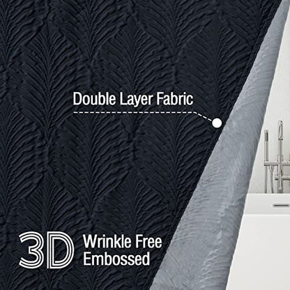 Navy Blue Shower Curtain for Bathroom, 3D Embossed Textured Fabric Shower Curtain, Modern Farmhouse Chic Soft Cloth Shower Curtain Set with Hooks, 72x72 - color: Navy Blue, size: 72"W x 72"L (Pack of 1)