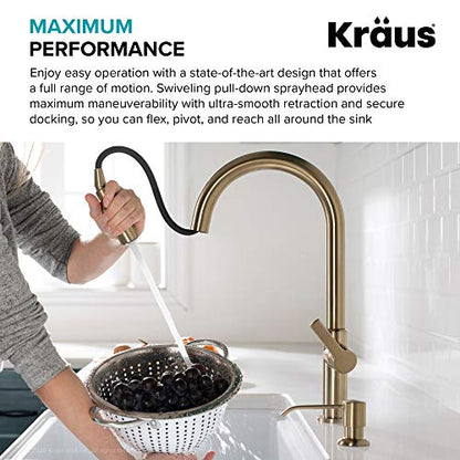 KRAUS Oletto Single Handle Pull Down Kitchen Faucet in Spot Free Stainless Steel, KPF-2820SFS - color: Spot Free Stainless Steel, style: Pull Down Faucet