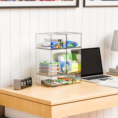 5 Set Clear Stackable Storage Drawers and Acrylic Drawer Organizer,BPA Free Baby Bottle Organizer for Countertop and Bottle Station Organizer for Breast Pump Parts,Pacifier and Baby Accessories - style: 5 PACK