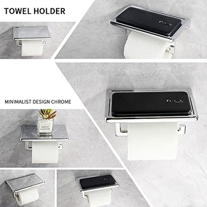 Toilet Paper Holder for Bathroom Solid ZINC Alloy Material and Superior Hotel Style Tissue Roll Holder with Cell Phone Storage Chrome D500091C - color: Chrome